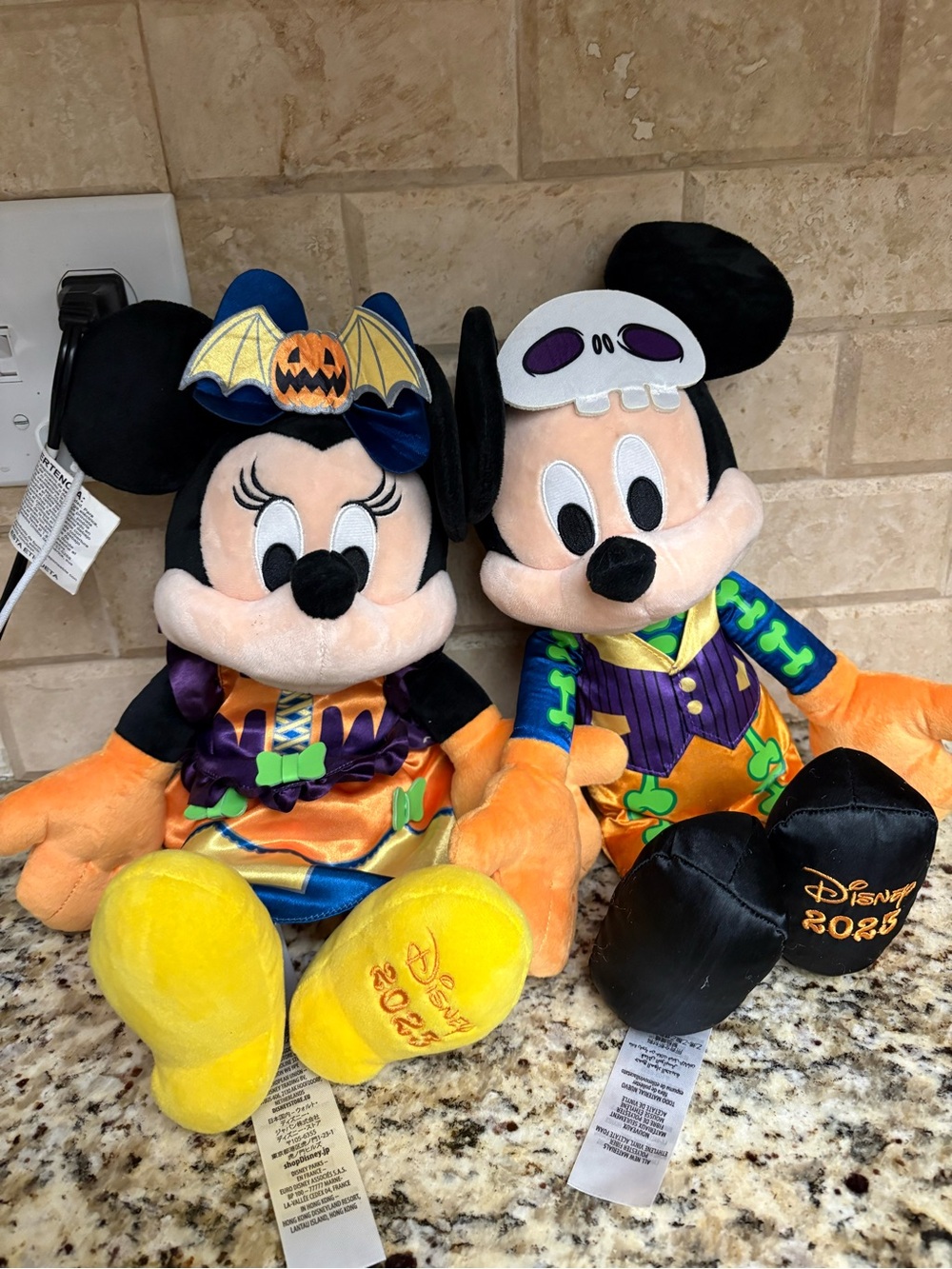 Disney Minnie & Mickey Halloween Plush Pair - Orange, Yellow, Black & Purple